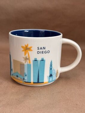 Starbucks 2016 You Are Here Series San Diego Blue and Yellow Mug. 14 fl oz.